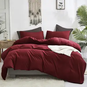 Customized Soft Burgundy Bed Sheets Comforter Bedding Set For Home Hotel
