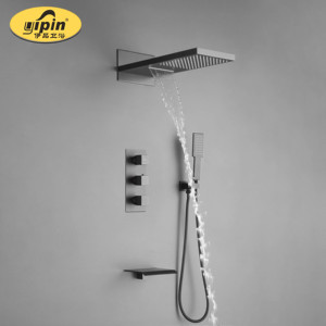 Offre Spéciale noir mat de luxe <span class=keywords><strong>douche</strong></span> de pluie thermostatique <span class=keywords><strong>douche</strong></span> mural vertical <span class=keywords><strong>douche</strong></span> cascade - Product Image 4