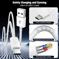 Cable de Carga USB2.0 Tipo C al por Mayor de Fábrica, Cable de Sincronización de Datos USB-A a USB-C Blanco y Duradero para Teléfono Móvil y Tableta