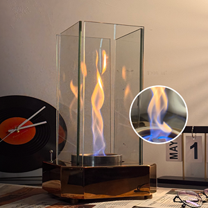 Freestanding Tabletop Alcohol Fireplace <strong>Fire</strong> <strong>Pit</strong> <strong>Table</strong> <strong>with</strong> Rotating Flame Stainless Steel Metal Plating 2-Hour Burn - Product Image 2