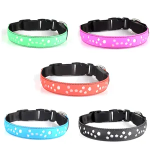 Collier de marche étanche en nylon Offre Spéciale pour chien LED réfléchissante lumineuse USB chargeant le collier de chien de compagnie