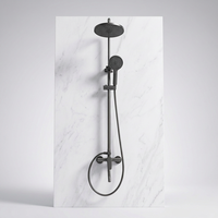 Robinet de douche pluie moderne en acier inoxydable chromé et gris anthracite, ensemble de douche mural 3 voies avec douchette à main pour hôtel