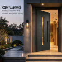 Porte d'Entrée Bois-Alu Certifiée CE Double Vitrage Low-E Étanche Extérieure pour Villa et Maison Moderne