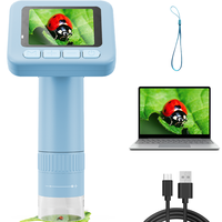 Mikroskop Elektron Portabel untuk Anak-anak dengan Layar HD 2 Inci, Perbesaran 1000X, Dilengkapi Tripod, Tahan Air IP53 untuk Pengamatan Luar Ruangan