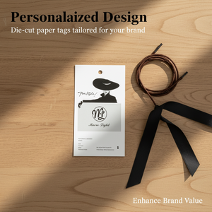 ป้ายเสื้อผ้าหรูหราแบบกำหนดเอง: ป้ายราคา, ป้ายกระดาษเนื้อหนา 1 มม., ป้ายเชือกฝ้าย, ป้ายปั๊มฟอยล์ทอง - Product Image 4