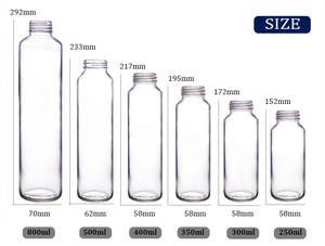 Vente en gros Bouteilles à eau vides de 250ml 300ml 350ml 375ml 400ml 500ml 750ml en verre rond transparent pour boisson de jus - Product Image 3
