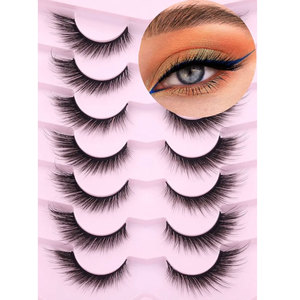 7 Pasang Bulu Mata Palsu Model Fox Eye Buatan Tangan, Bulu Mata Faux Mink Tipis, Tampilan Alami Berbentuk Sayap, Lembut, Dapat Digunakan Kembali, Untuk Riasan Sehari-hari, Pesta, dan Pernikahan - Product Image 1
