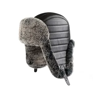2022 Fashion Winter Warm Hats Genuine Sheepskin Leather Rex Rabbit Ushanka Fur Hat