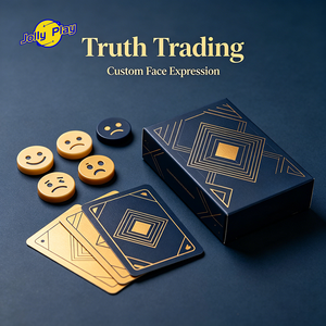 Jeu de cartes de stratégie personnalisé avec expressions faciales, jetons en plastique élégants et cartes de jeu avec boîte - Product Image 1