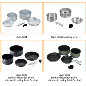 Kit de cuisine de <span class=keywords><strong>camping</strong></span> 6 pièces en aluminium antiadhésif de qualité alimentaire pour les amateurs de plein air avec poêle à frire - Product Image 2