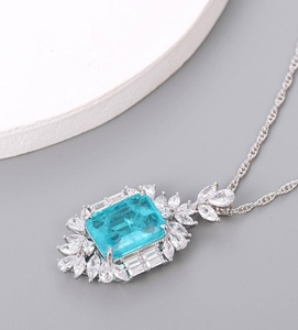 Collar de Plata 925 con Cristal Paraiba, Elegante y Lujoso para Fiestas, Uso Diario, Cumpleaños, un Gran Regalo Sorpresa para Chicas - Product Image 2