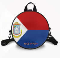 Tas Selempang Bendera Saint Kitts dan Nevis untuk Wanita, Tas Tangan Bulat PU dengan Resleting untuk Penggunaan Sehari-hari, Dompet, Tas Selempang Wanita Trendi