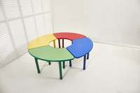 Meubles de maternelle, table en forme d'éventail, tables rondes réglables ignifuges pour enfants, chaises pour l'éducation préscolaire, graffitis
