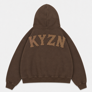 Sudadera con capucha de algodón de 400 g/m² con cremallera completa, manga raglán gris, estampado gráfico personalizado, estilo urbano premium para hombre, venta al por mayor - Product Image 2