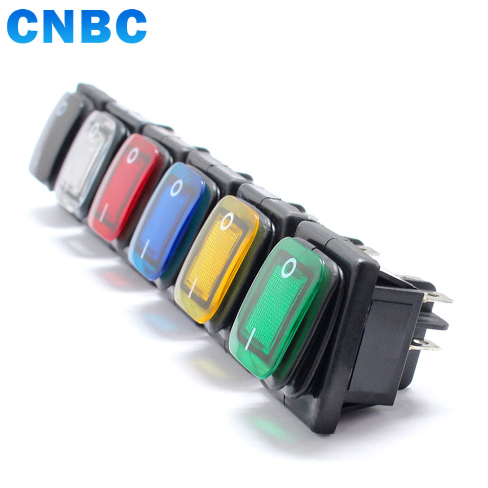 Waterproof KCD4 DPST 4 Pins on OFF 16A 24V Illuminated Rocker Switch 250V With Led Light