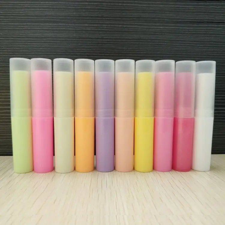 Mini bálsamo de lábio dos pp colorido, dez cores, personalizado, 3g, tubo vazio de plástico