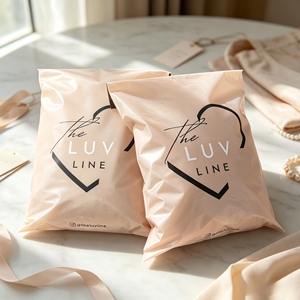 Custom Apricot Poly Mailer Bags Printed Logo Waterproof Beige Shipping Mailing Bags For Clothing Boutique Packaging - Product Image 1