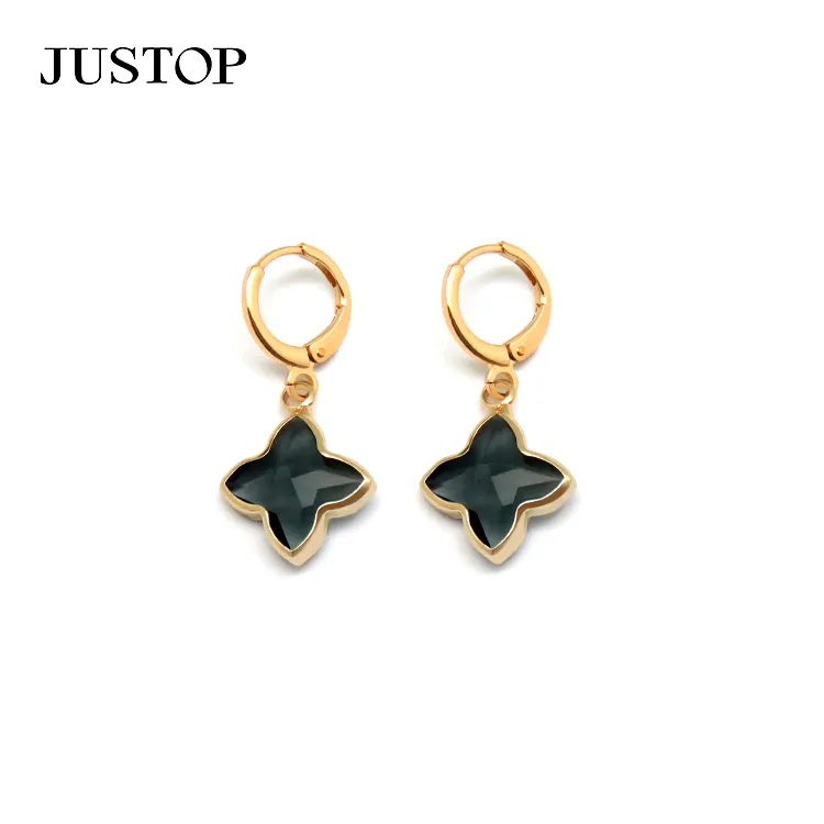 Pingente de luxo dourado 18k, encantador de joias feminino de cobre com quatro folhas de trevo