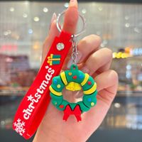 Kerstmis 3D PVC Kerstman rendier sneeuwpop 3D zachte rubberen sleutelhanger promotionele feestbenodigdheden kerstcadeaus