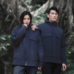 PASUXIメンズ屋外防水ソフトシェルフード付き戦術ジャケットブラックハイキングキャンプウインドブレーカーメンズジャケット冬用 - Product Image 3