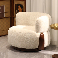 Fauteuil d'appoint en bois massif, fauteuil de détente rembourré, pivotant à 360 degrés, pour salon
