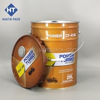Seau en acier vide de 5 gallons homologué ONU avec bec verseur Rieke et couvercle à anse, imprimé sur mesure pour l'emballage d'huile moteur, de peinture, d'adhésif et d'encre