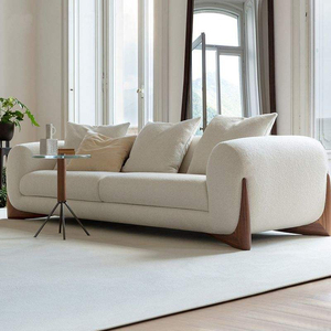 Nordic <b>Cream</b> Fabric Modern Simple <b>Sofa</b> Set for Small Apartment Wabi-Sabi Japanese Style with Lambswool for Living Room - Product Image 3
