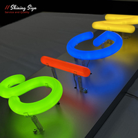 Logotipo de letrero de neón con luz LED acrílica con letras 2D 3D iluminadas de feliz cumpleaños 360 personalizado para publicidad de tienda de humo al aire libre