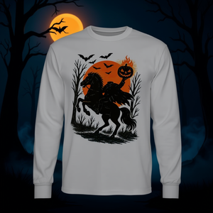 Camiseta de manga larga de Halloween con diseño de Calavera sin Cabeza y Calabaza Espeluznante, Camisa Clásica de Disfraz - Product Image 3