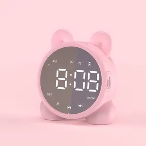 Innovative New Products Alarm Clock Speaker Fm Radio Portable Tf Card Speakers Profecional 1200mAh Battery Audio Loudspeaker