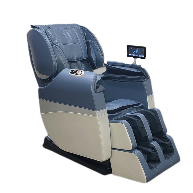 A025 smart zero-gravity massage chair — gemstone blue, side profile