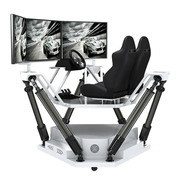 Fabrika satış 9D sanal gerçeklik 6 Dof 3 ekran hareket platformu F1 binmek 3D sürüş araba yarışı simülatörü alışveriş merkezi için