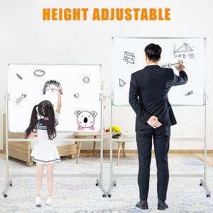 Altura Ajustable 360 °   <span class=keywords><strong>Pizarra</strong></span> Blanca Magnética de Doble Cara con Soporte Giratorio y Ruedas - <span class=keywords><strong>Pizarra</strong></span> Blanca de Oficina - Product Image 4