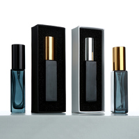 Flacon de parfum rechargeable carré bleu de 10 ml en verre épais avec logo personnalisé SUMEEAR, imprimé sur l'écran, avec bouchon pulvérisateur et boîte d'emballage, Zhejiang