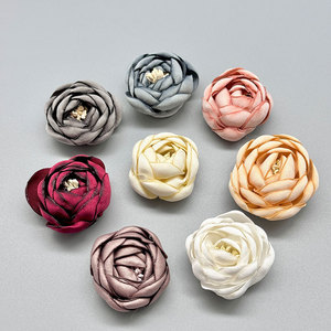 Flores de tela 3D de 3.5 cm, rosas de tela hechas a mano para bodas, joyería, zapatos, sombreros, broches, accesorios para el cabello - Product Image 2