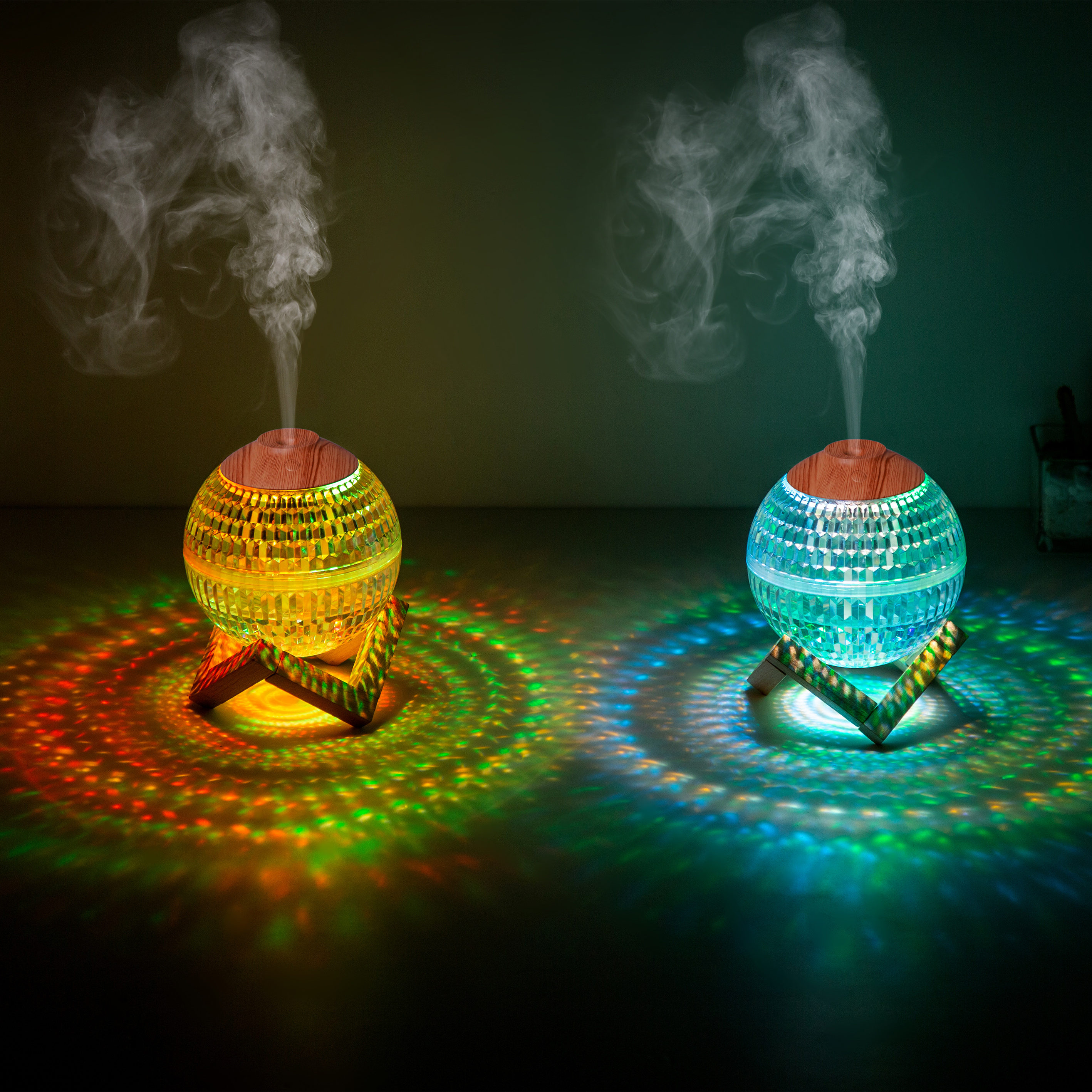 2024 Innovative Volcano Crack Wood Air Freshener Machine Humidifier Battery Powered Colorful Night Light Car Small Large Outdoor