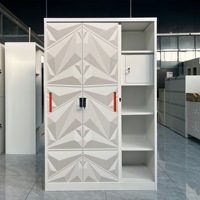 Meubles de chambre à coucher d'intérieur maison placard Almirah Double 2 miroir porte coulissante impression acier placard armoire métal armoires verrouillables