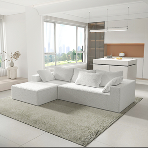 세련된 롱 플러시 패브릭 커버가있는 모던 모듈 형 단면 소파 강력한지지 편안한 폼 모듈러 소파 베드 - Product Image 1