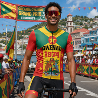Maillot de cyclisme personnalisable Grenade pour hommes, maillot de course à vélo à manches courtes avec drapeau et carte de la Grenade, tenue de cyclisme personnalisée