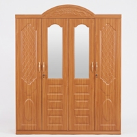 Armoire de chambre en acier, armoire de rangement pour la maison, armoire imprimée à 4 portes avec miroir central