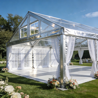 Tente de réception transparente pour 500 personnes, utilisation intérieure, structure en aluminium, couverture en PVC transparent.