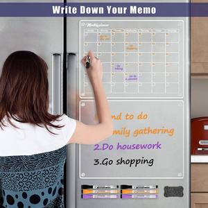 Calendario de <span class=keywords><strong>pizarra</strong></span> de menú de borrado en seco magnético acrílico <span class=keywords><strong>semanal</strong></span> claro personalizado para refrigerador - Product Image 6