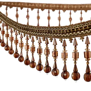 11cm Europese stijl crystal gordijn kant omzoomd kralen Gordijn Tassel Fringe Trim, Kralen Fringe Trimmen