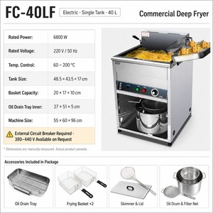 <span class=keywords><strong>Friteuse</strong></span> électrique commerciale 40L à cuve unique en acier inoxydable avec <span class=keywords><strong>double</strong></span> panier pour restaurant, restauration rapide et cuisine - Product Image 2