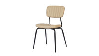 Chaise de salle à manger rembourrée moderne, siège rembourré beige, cadre en métal, dossier côtelé, pour café, restaurant, cuisine