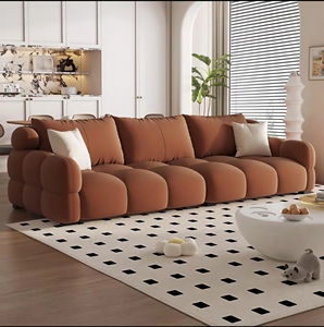 Juego de Sofás de Terciopelo con Diseño de Bloques de Color y Tapicería Suave, Diseño de Fila Recta para Salas de Estar y <span class=keywords><strong>Apartamentos</strong></span> Pequeños - Product Image 6