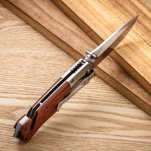 高硬度 スチールブレード アウトドア 多目的 木製ハンドル タクティカル サバイバル ポケットナイフ OEM カスタマイズ可能 - Product Image 3