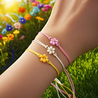 Bracelet d'amitié tissé à la main coloré et frais pour femme, style boho, design original, fleur