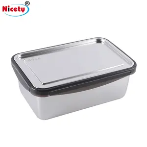 Nicety wadah penyimpan makanan, Stainless Steel Microwave dengan kapasitas besar segar kotak makan siang 18/10 Stainless Steel