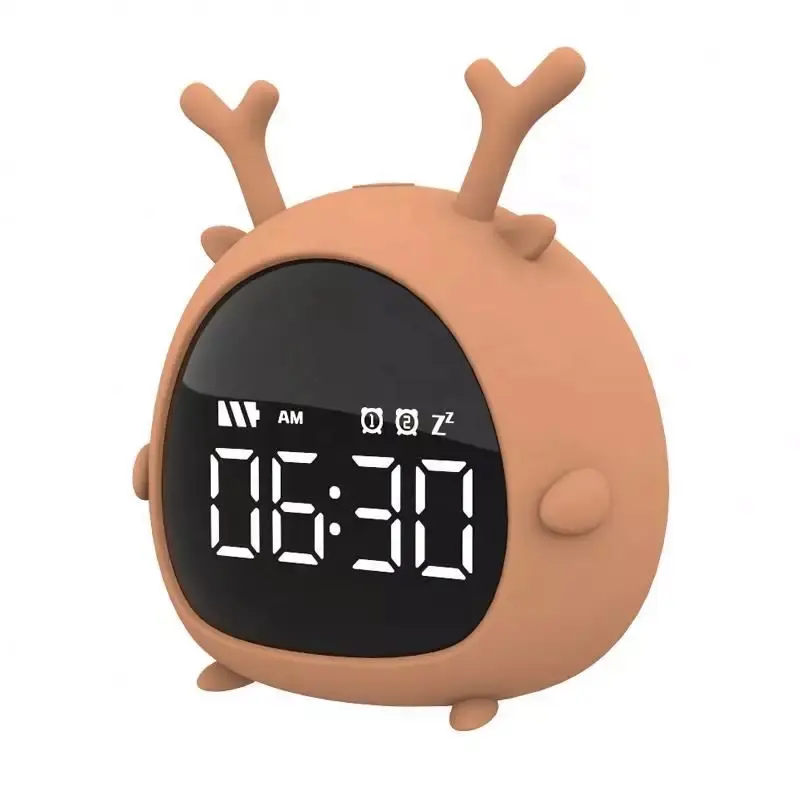 Réveil LED en Silicone avec affichage de gros mots, Mini horloge électronique de dessin animé Rechargeable par USB, horloge numérique d'elfe pour l'entraînement